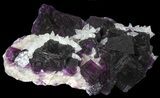Dark Purple Cubic Fluorite on Quartz - China #39002-1